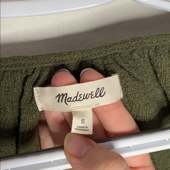 Madewell tiered-sleeved top in moss green size S - Picture 8 of 9